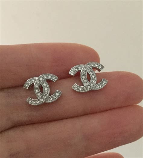 chanel earrings cc studs silver|Chanel cc earrings original.